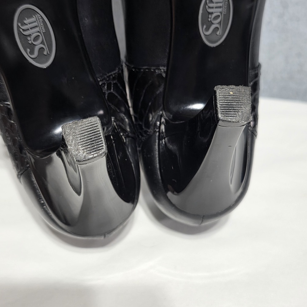 Söfft Women's Black Leather Croc Mary Jane Peep Toe Block Heel, US 7 - Picture 10 of 13